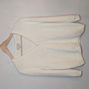 Pure Collection Cream V-Neck Button Cardigan